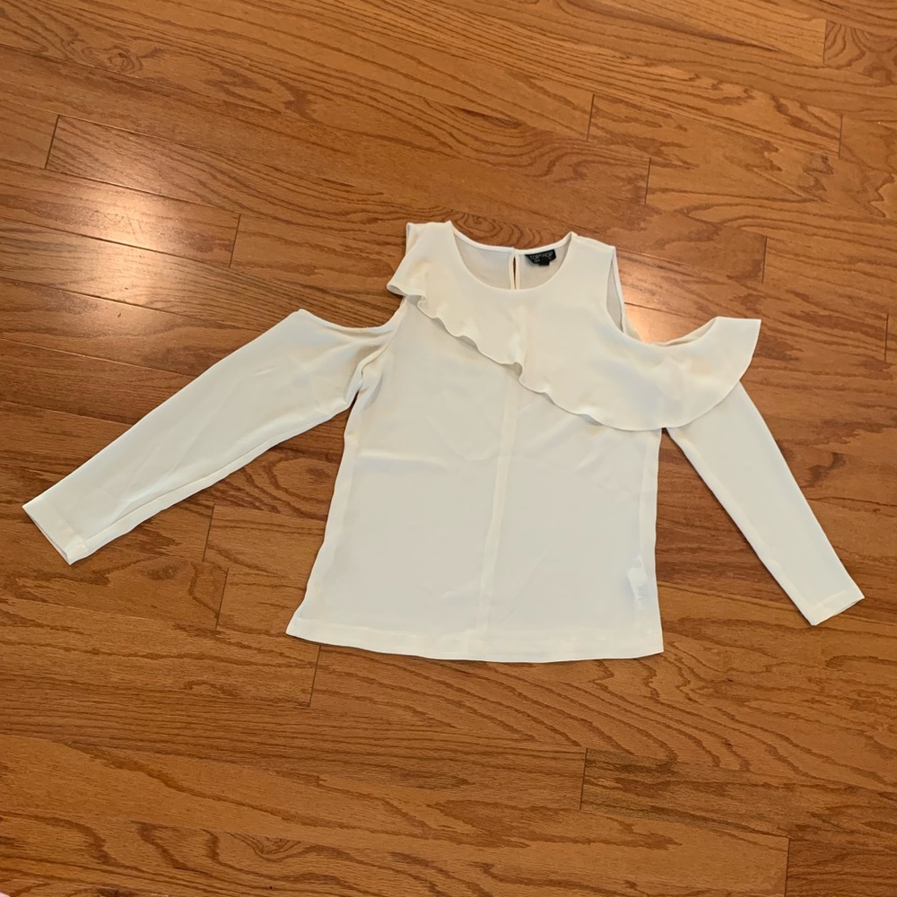 Topshop, shoulder cutout ruffle top